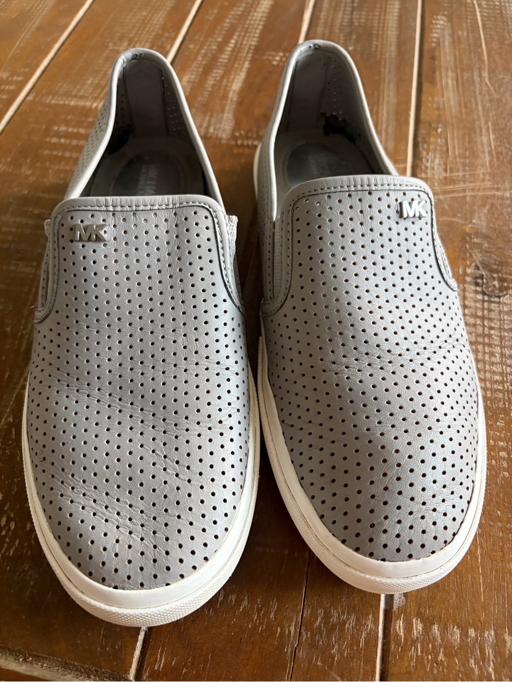Michael Kors Perforated Slip-On Sneakers in Light Gray 6.5